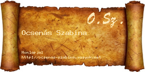 Ocsenás Szabina névjegykártya